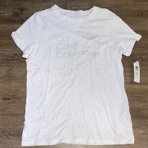 Calvin Klein White Glittery Logo Tee